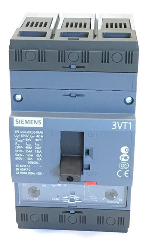 Breaker 3x40 Amp  Reg 32-40a  Siemens 3vt1704