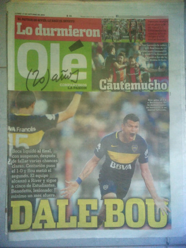 Diario Ole 17 Octubre 2016 Boca 2 Sarmiento 0