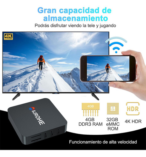 Sjrohe Internet Streaming Tv Box Android 13.0 4k Full Hd 4+32gb 3840x2160 Android Tv Box Game Box Tv Stick Para Google App Store,youtube, Netflix Cable Usb Tv Android