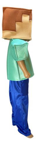 Disfraz Tipo Minecraft Cosplay Para Niños Verde Claro 6