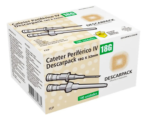 Cateter Para Piercing 18 G Caixa C/100 Descarpack