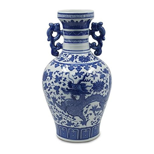 Jarrón Azul Y Blanco, Jarrón De Porcelana China Hecho...