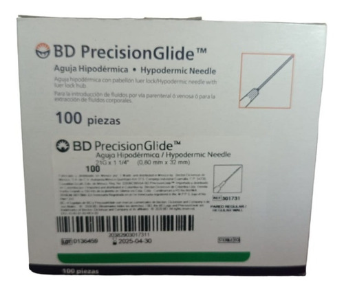 Aguja Precisionglide Needle Bd 21g * 1 1/4  (0,80 Mm X 32mm