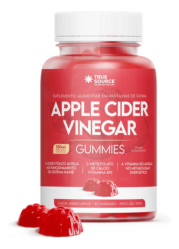 Apple Cider Vinegar 30 Gomas True Source Vinagre De Maça