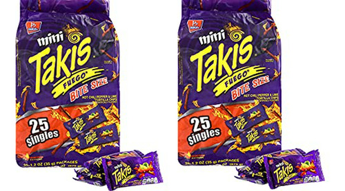 Takis Mini Fuego X25 (1.2 Oz) - Variedad 2 Pack.