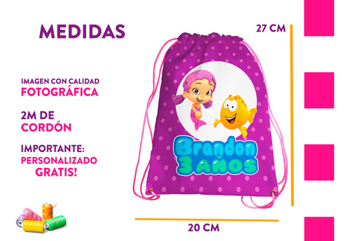 Morralitos Recuerdos Fiesta Bubble Guppies Personalizado 35u