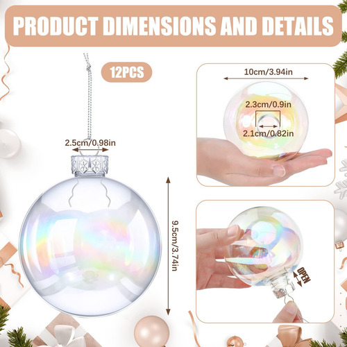 Funterio 12 Pcs Navidad Clear Plástico Transparente 4 Coste