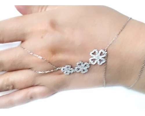 Pulsera Anillo Turca Plata Cristal Austríaco Trébol Corazón