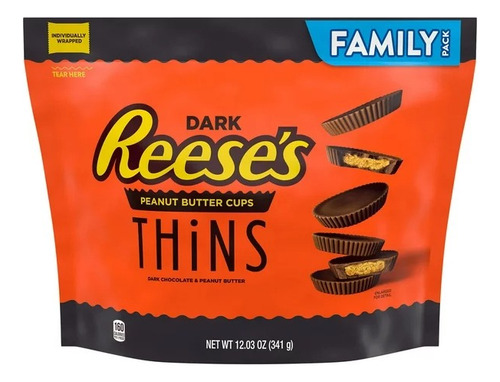Reeses Thins Dark Chocolates Americanos Peanut Butter 341gr