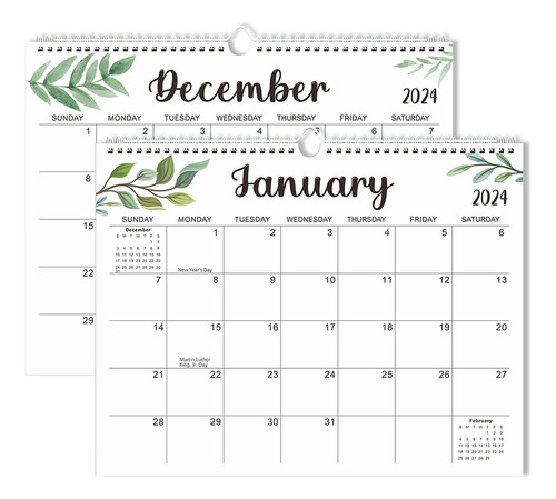 Calendario De Pared 2024 De 2 Piezas, Calendario De 18 Meses