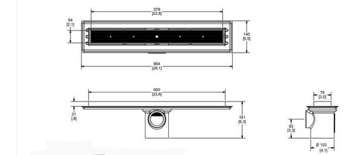 24-rhli-60 Helvex Coladera Para Inserto Rectangular 60cm Cr