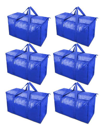 6 Bolsas De Transporte Con Cierre Extragrande - Azul