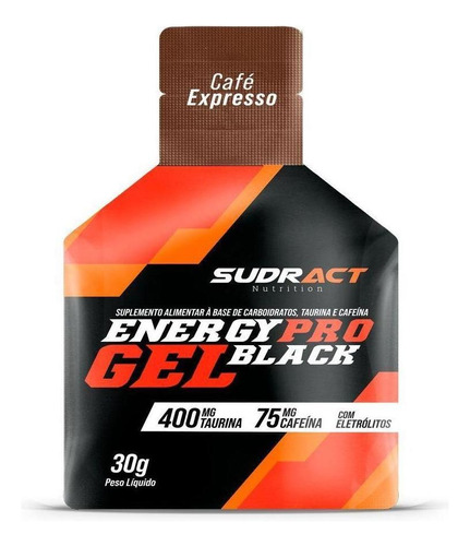 Energypro Gel Black - Carboidrato Cafeína/taurina Sudract sabor Café expresso