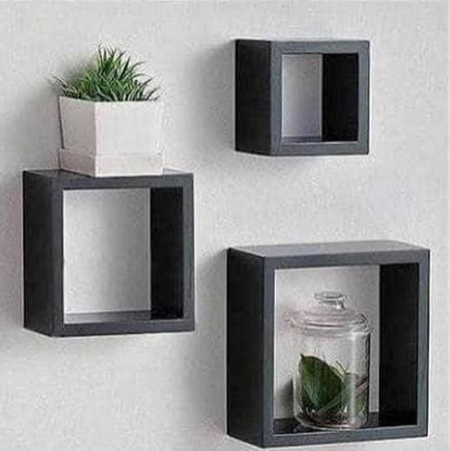 Trio Nicho Preto Tx Mdf Decorativo 30/25/20 Quartos Salas