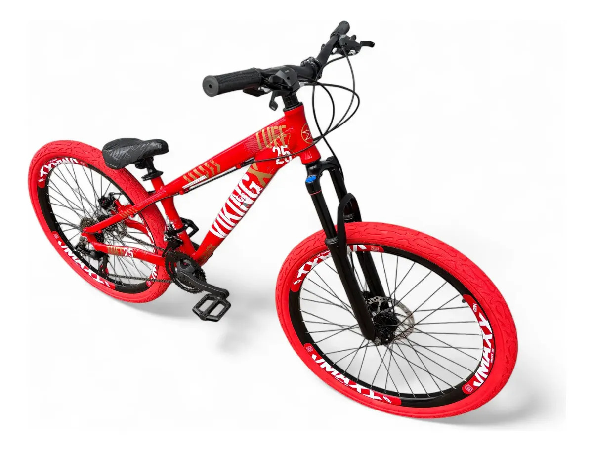 Bike 26 Vikingx Tuff 21v Freeride Shimano Vmaxx Flame Hidrau Roxo