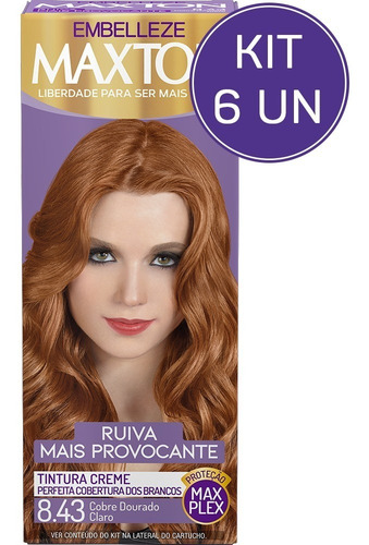 Kit Tinta De Cabelo Maxton Ruiva +provocante Acobreado 8.43