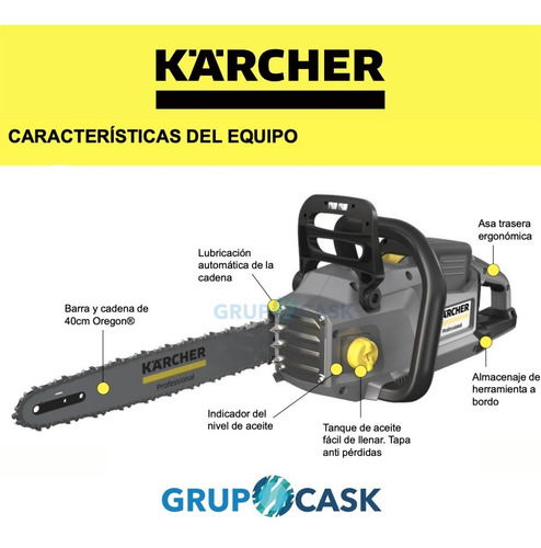 Imagen 3 de 10 de Motosierra Electrica Kärcher Cs 400/36 Bp 36v Con Bateria