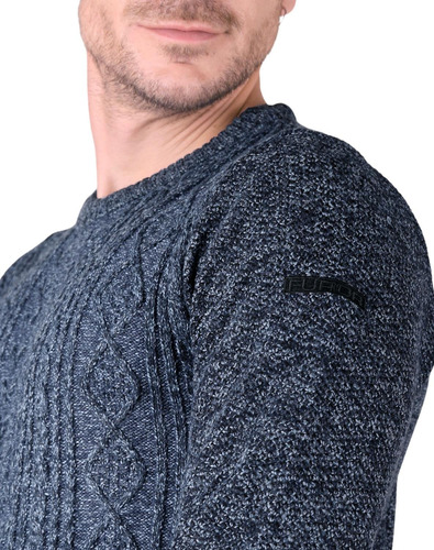 Sueter Furor Hombre Azul Jaspe Cuello Redondo Ligero Comodo