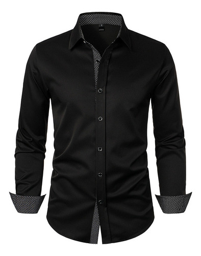 Camisa Doblada Para Hombre, Cuello Con Botones, Suela Larga