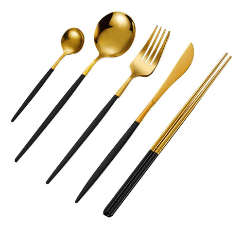 Juego De 5 Palillos Y Cucharas, Juego De Cubiertos Para