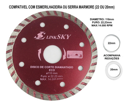 Imagem 2 de 5 de Kit 3 Disco Concreto Turbo Para Esmerilhadeira Furo 22mm