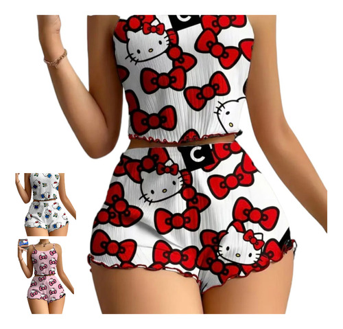 Pijama De Dos Piezas Hello Kitty, Blusa Y Short