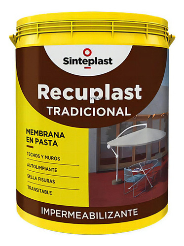 Membrana En Pasta Recuplast Tradicional 1 Litros Techos Muro Color Blanco