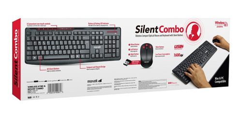 Imagen 3 de 5 de Teclado Inalambrico Y Mouse 1600dpi Combo Silencioso Español