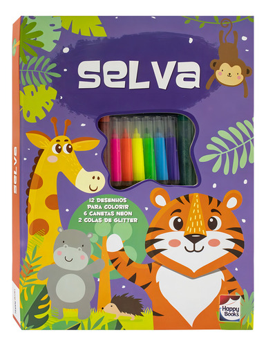Meu Adorável Superkit De Colorir: Selva, De Brijbasi Art Press. Editorial Happy Books, Capa Mole Em Espanhol