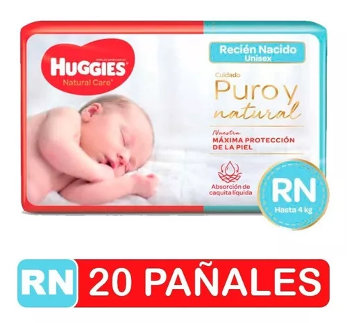 Pañal Huggies Natural Care Recién Nacido 20un