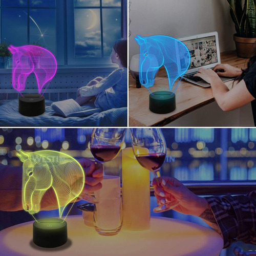 E Night Light Colorful Horse Optical Alucinations Home Dec