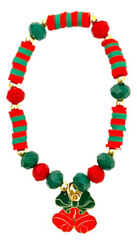 Pulsera Navideña Artesanal Para Mujer Con Dije De Campanas
