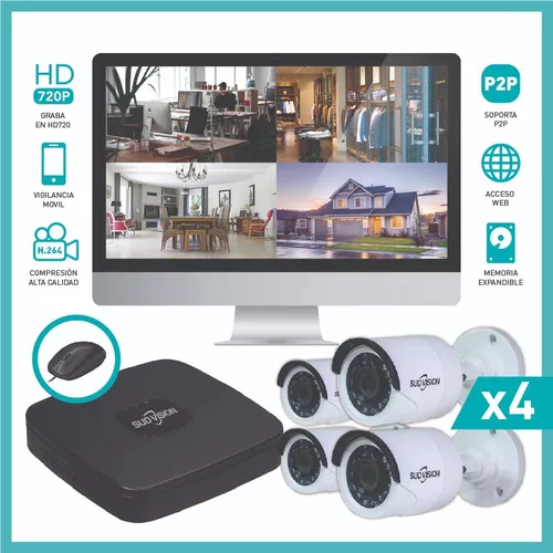 Kit Seguridad Hikvision Full Hd Dvr 4 + 4 Camaras Infrarrojas Bullet  Exterior O Domo Interior