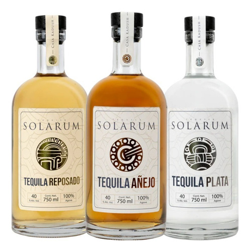 Tequila Solarum Reposado + Añejo + Plata 750ml