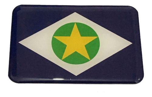 Adesivo Resinado Da Bandeira Do Estado Do Mato Grosso 5x3 Cm