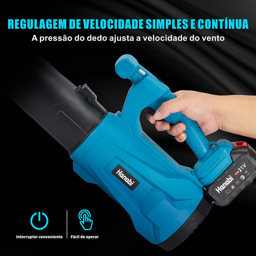 Soprador De Folhas Hanabi 21v 2 Baterias Sem Fio Portátil