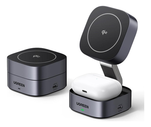 Carregador Sem Fio Ugreen 15w Qi2 Suporte Magnético 2 Em 1