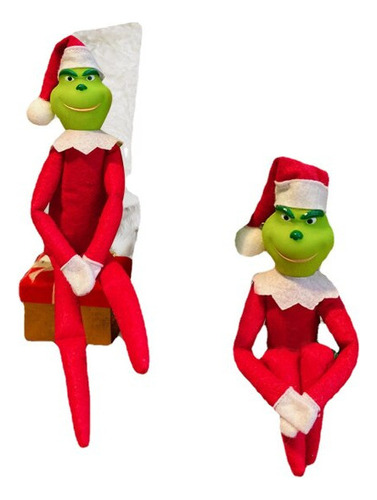 Muñeco Grinch Navideño De Peluche Monstruo De Pelo Verde, 2