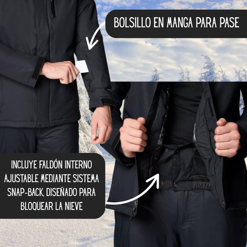 Campera Ski Snow Columbia Hombre Térmica Impermeable Nieve Negro L