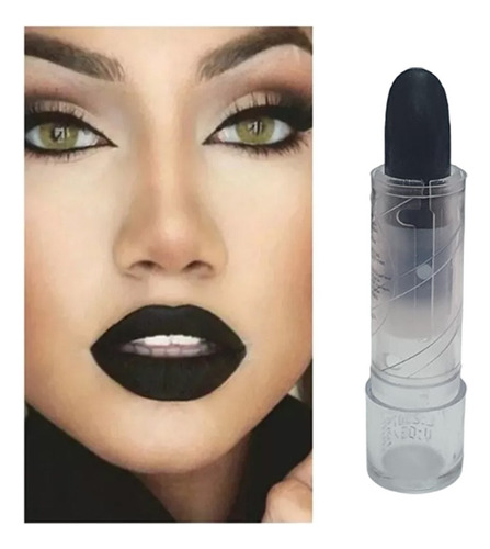 Lapiz Labial Color Negro Mate Dark Punk Maquillaje