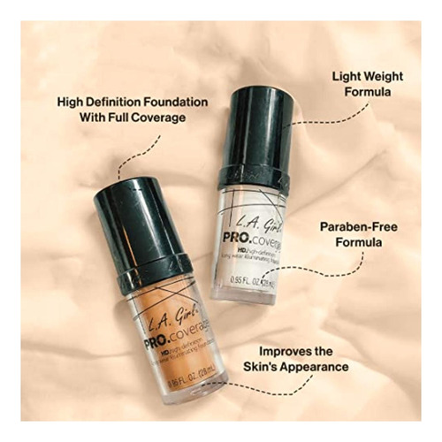 L.a. Girl Pro Coverage Liquid Foundation, Beige, 0.95 Fluid