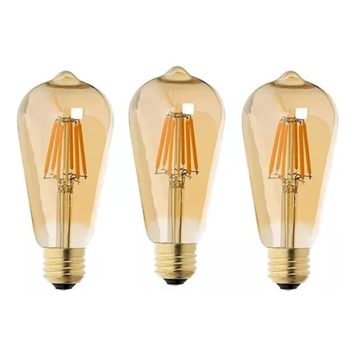 Pack De 3 Ampolleta Led Tipo Edison Bulb 6 Watts