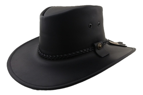 Sombrero Explorador De Piel Trenzas Canyon Hats Color Negro
