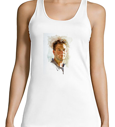 Musculosa Mujer Retrato Acuarela  Frente Sonriente