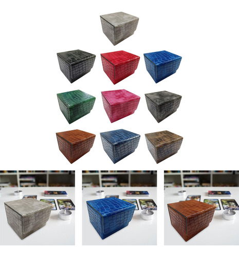Caja De Baraja De Cartas, Soporte De Cuero Pu, Gris