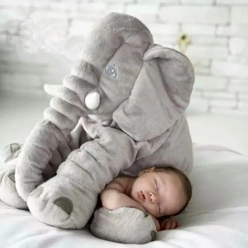 Peluche Gigante Elefante Gris Almohada Bebe Suave Y Liviano