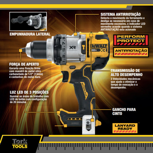 Furadeira/paraf Impacto 1/2'' 20v Dcd1007b 2 Bat 5ah Dewalt