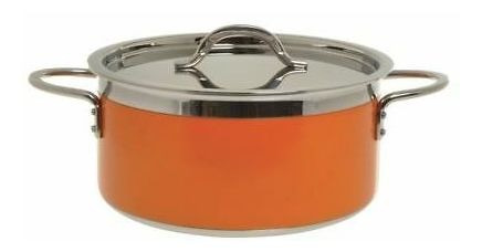Bon Chef Pot With Cover 5 7/10 Qt Orange 5-ply Stainle Wfx