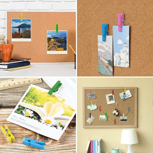 50 Clips De Alfiler, Multicolor Con Clips De Madera, Clips D