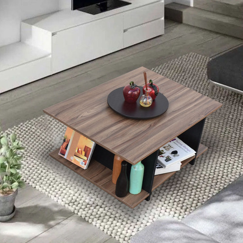 Mesa de Centro Portugal Doble Estante Minimalista by Hogare Color Choco-parota
